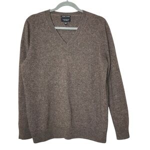 Women's XXL Hudson's Bay Cashmere Luxury V Neck Knit Sweater Brown